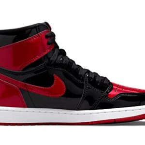 Jordan Men's 1 Retro High OG Patent Bred Black/Varsity Red-White (555088 063) - 9.5