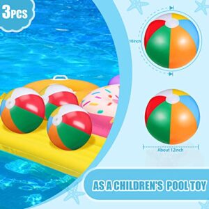 Beach Balls 3 Pcs 12 Inch Inflatable Ball Beach Ball Swimming Pool Ball Enjoyable Pool Float Balls for Outdoor Activity Birthday Summer Party Favors Water Toys (Classic Style)