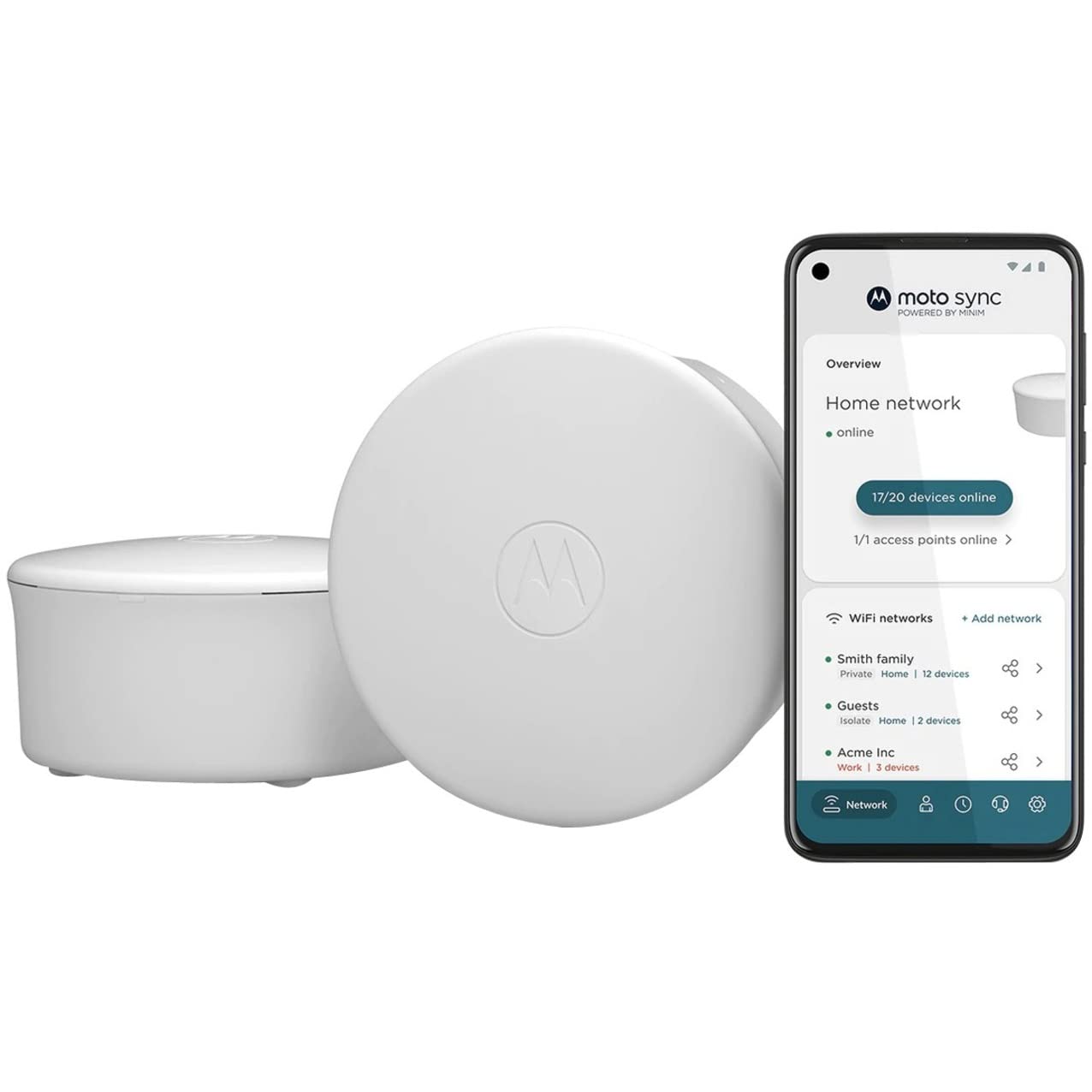 Motorola MH7602 | WiFi 6 Router + Intelligent Mesh System | 2 Units | Easy Setup, Security, Adblocking & Parental Controls with The Secure Motosync app | AX1800 WiFi