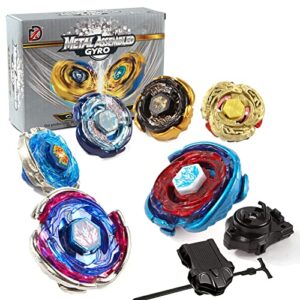 bey battling tops metal fusion starter set gyro 6 piece pack, 2 launchers battle set,gift for kids children boys and girls ages 6+