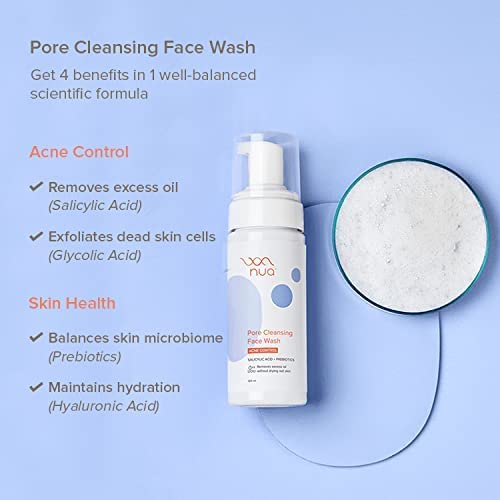 Nua Active Acne Control Combo : Pore Cleansing Face Wash 2 Sizes: 12 mm & 10 mm