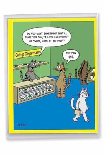 nobleworks, catnip dispensary - hysterical birthday greeting card greeting card (8.5 x 11 inch) - j9315bdg