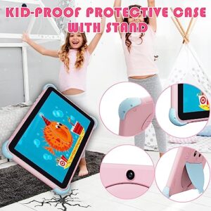 Kids Tablet 10.1 inch Toddler Tablet for Kids WiFi Kids Tablets Android with Dual Camera Android 11.0 2GB 32GB ROM 1280x800 HD IPS Touchscreen Parental Control YouTube Neflix (Pink)