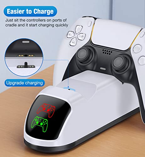 PS5 Controller Charging Station for Playstation 5 Dualsense Controller with Dual Stand Charger Dock, Upgrade PS5 Controller Charger Accessories Incl. Fast Charging Cable, PS5 Charging Station White