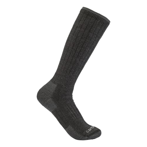 Carhartt Men's Midweight Synthetic-Wool Blend Boot Sock, Carbon Heather, Large