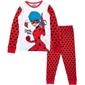 miraculous ladybug little girls pajama shirt and pants sleep set red/white 6-6x