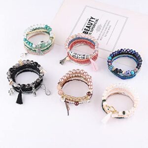 iYours 6 sets Bohemian Multilayer tassels bracelet Handmade Wrap Bracelets Bangle Jewelry Bracelets for Women (6PCS-C)