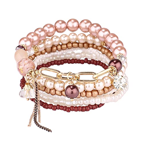 iYours 6 sets Bohemian Multilayer tassels bracelet Handmade Wrap Bracelets Bangle Jewelry Bracelets for Women (6PCS-C)