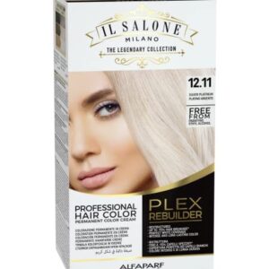 Il Salone Milano Plex Rebuilder Permanent Hair Color Cream - 12.11 Silver Platinum Hair Dye - Professional Salon - Premium Quality - Protects and Restructures - Paraffin, Paraben, Ethyl Alcohol Free