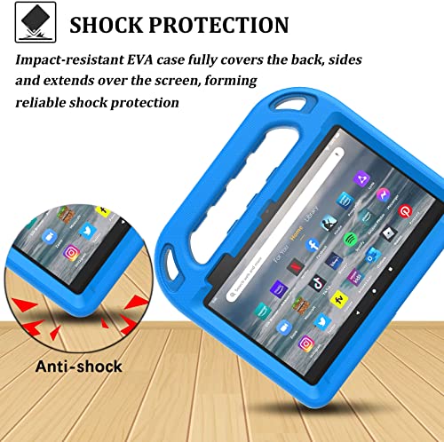 LTROP All-New Amazon Kindle Fire 7 Tablet Case(12th Generation, 2022 Release), Fire 7 Tablet Case, Shockproof Light Weight Bumper Kids Case for Fire 7 2022 Tablet Latest Model(7” Display), Blue