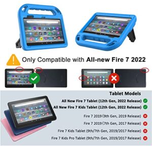 LTROP All-New Amazon Kindle Fire 7 Tablet Case(12th Generation, 2022 Release), Fire 7 Tablet Case, Shockproof Light Weight Bumper Kids Case for Fire 7 2022 Tablet Latest Model(7” Display), Blue