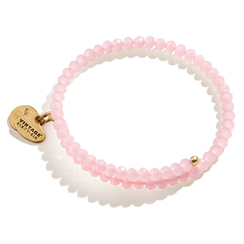 Alex and Ani Beaded Wrap Bracelet for Women, Brilliance Peony Pink Beads, Flexible Wire, Rafaelian Gold Finish, Fits Most Wrists