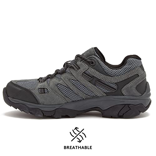 HI-TEC Ravus WP Low Waterproof Hiking Shoes for Men, Lightweight Breathable Outdoor Trekking and Trail Shoes - Dark Grey, 9 Medium