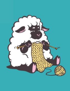 cute sheep knitting with wool yarn 8.5 x 11 lined notebook journal 100 pages - wide legal ruled