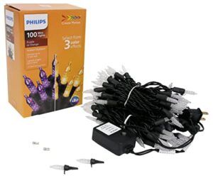philips 100 orange or purple faceted mini cover halloween decoration lights on black wire - ul listed for indoor/outdoor use - 35.3' total length with 4" bulb spacing - string lights for halloween