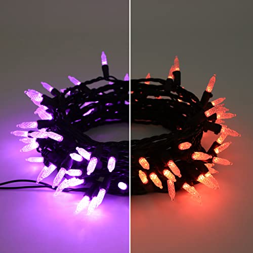 PHILIPS 100 Orange or Purple Faceted Mini Cover Halloween Decoration Lights on Black Wire - UL Listed for Indoor/Outdoor Use - 35.3' Total Length with 4" Bulb Spacing - String Lights for Halloween