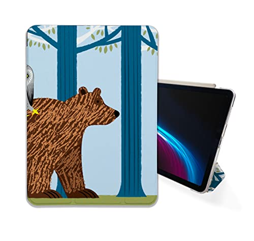 Cute Owl and Bear Painted case Compatible with iPad Mini Air Pro 7.9 8.3 9.7 10.2 10.9 11 12.9 inch Pattern Cover New 2022 2021 Trifold Stand 3 4 5 6 7 8 9 Generation (12.9 Pro 3/4/5 gen)