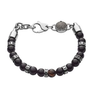 diesel all-gender stainless steel and beaded bracelet, color: black (model: dx1163040)