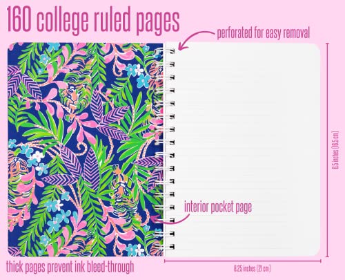 Lilly Pulitzer Hardcover Mini Spiral Notebook, 8.25" x 6.5" Small Journal with 160 College Ruled Pages, How You Like Me Prowl