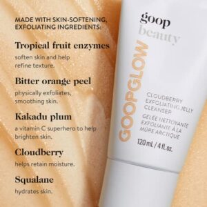 goop Beauty Exfoliating Jelly Cleanser | Face Wash to Clean, Smooth, & Brighten Skin | Squalane, Kakadu Plum, & Vitamin C Face Wash | 4 fl oz | Moisturizes & Smooths Skin | Paraben & Silicone Free