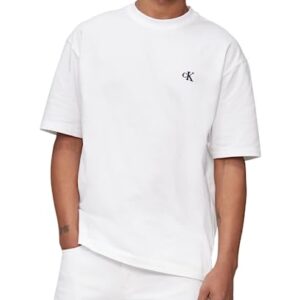 Calvin Klein Men's Relaxed Fit Monogram Logo Crewneck T-Shirt, Brilliant White, X-Large