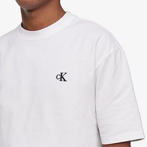 Calvin Klein Men's Relaxed Fit Monogram Logo Crewneck T-Shirt, Brilliant White, X-Large