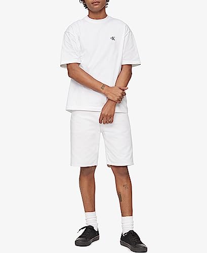 Calvin Klein Men's Relaxed Fit Monogram Logo Crewneck T-Shirt, Brilliant White, X-Large