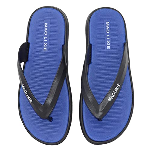 Mao Li Xie Men's Beach Flip Flops Comfort Supple Home Casual Thong Sandals Outdoor (10, Blue, numeric_10)