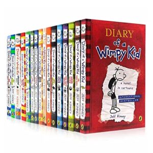 jeff kinney diary of a wimpy kid 19 books series, complete collection 1-19 books of boxed set, gift set for boys girls (20220205)