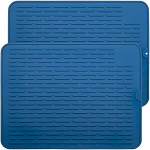 smithcraft silicone drying mat set 2, sink dish drainer mat 15.75x11.81", small heat resistant &non-slip kitchen counter mat pad, bar mat countertop protector, silicone dish drying rack mats navy blue