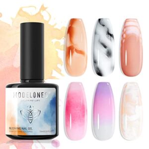 modelones blooming gel nail polish, 15ml clear marble nail design kit u v led soak off nail art accessories for spreading effects, marble, floral print, watercolor nail art design