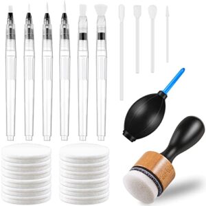 alcohol ink blending tool set, blending pens brush, multiple tip shapes detailing swabs, blower ball, ink handle and replacement foams for card making embossing painting rendering