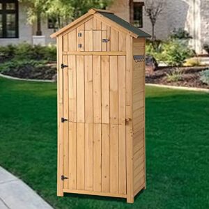 LVUYOYO Outdoor Storage Shed - Weather Resistant Outdoor Garden Storage Cabinet with Lockable Doors - Waterproof Tool Storage Organizer for Patio, Garden, Backyard, Lawn