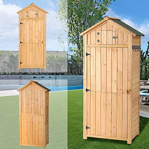 LVUYOYO Outdoor Storage Shed - Weather Resistant Outdoor Garden Storage Cabinet with Lockable Doors - Waterproof Tool Storage Organizer for Patio, Garden, Backyard, Lawn