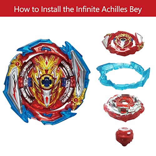 Konikiwa Bey Battling String Launcher, Infinite Achilles Top Burst Launcher Set, DB Launcher Left and Right Spin Launcher Compatible with All Bey Burst Series - Red