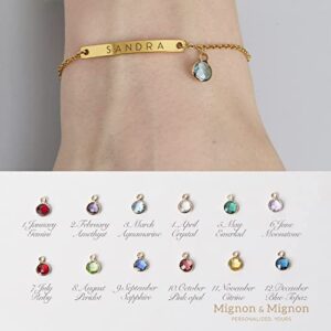 Custom Name Bracelets for Women Mothers Day Gifts for Mom Family Sister Friendship Matching Bracelet With Birthstone Handmade Jewelry Personalized Engraved Best Friend April May Birthday Gift - 2BR-BS