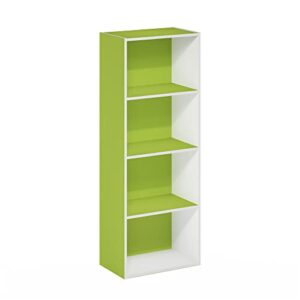 Furinno Luder Bookcase / Book / Storage, 4-Tier, Green/White