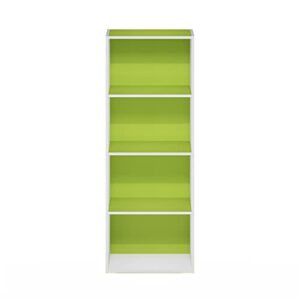 Furinno Luder Bookcase / Book / Storage, 4-Tier, Green/White