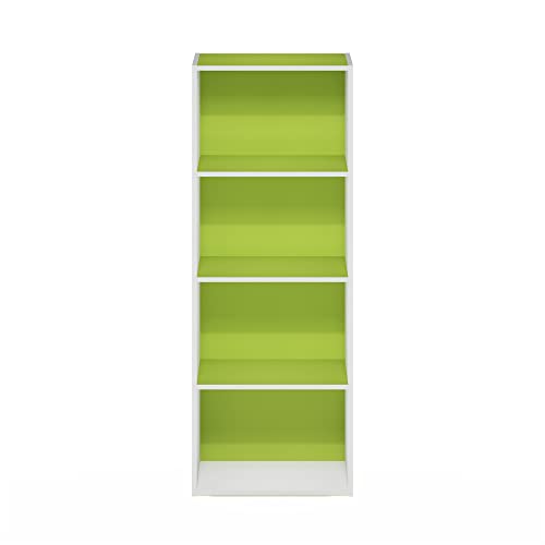 Furinno Luder Bookcase / Book / Storage, 4-Tier, Green/White