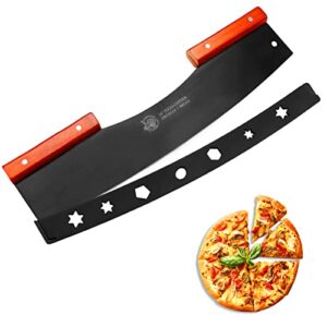 ailuropoda pizza cutter rocker with protective cover, upgraded 16" large pizza rocker cutter sharp pizza slicer