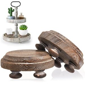 yalikop 2 pieces wood risers for decor farmhouse wood riser rustic pedestal wood pedestal mini riser stand for tiered serving stands farmhouse cake food plant display decor