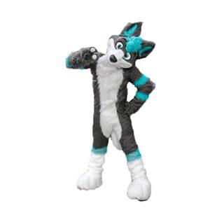 furrywu studio anime grey husky dog fox fursuit teen costumes child full furry suit fursona kigurumi custom note pls