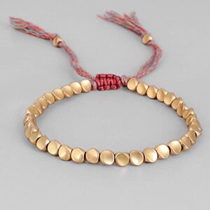 handmade tibetan buddhist braided cotton copper beads lucky rope bracelet for women men thread bracelets