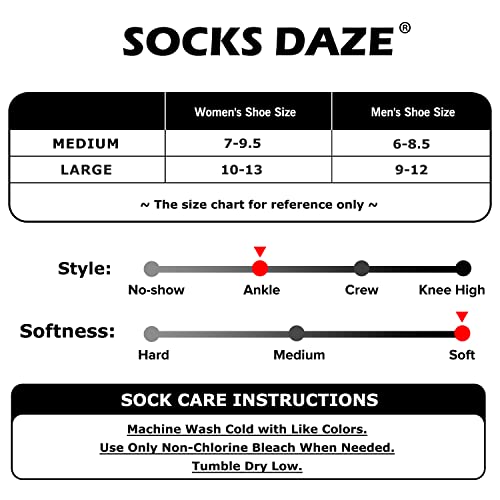 Socks Daze Black Merino Wool Ankle Socks Mens, Womens Compression Arch Support Non Blister Wool Running Climbing Hiking Socks for Best Gifts, 6 Pairs Black, Large