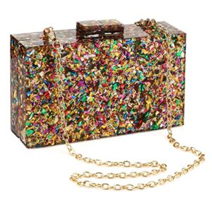 gets acrylic purses and handbags for women multicolor perspex geometric patterns box clutch banquet evening crossbody handbag