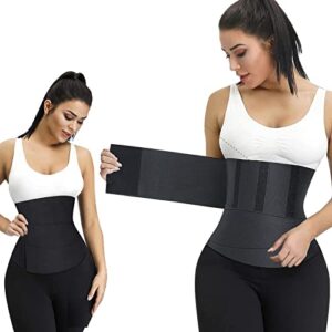rivaspsm snatch me up bandage wrap waist trainer for women lower belly fat waist wraps for stomach wraps plus size 13.1ft black