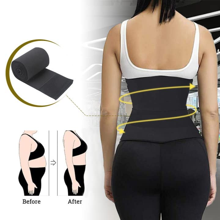 RIVASPSM Snatch Me Up Bandage Wrap Waist Trainer For Women Lower Belly Fat Waist Wraps For Stomach Wraps Plus Size 13.1ft Black