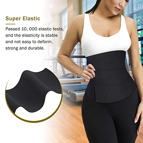 RIVASPSM Snatch Me Up Bandage Wrap Waist Trainer For Women Lower Belly Fat Waist Wraps For Stomach Wraps Plus Size 13.1ft Black