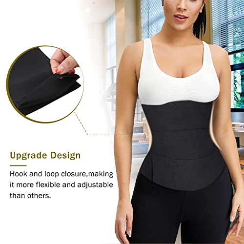 RIVASPSM Snatch Me Up Bandage Wrap Waist Trainer For Women Lower Belly Fat Waist Wraps For Stomach Wraps Plus Size 13.1ft Black