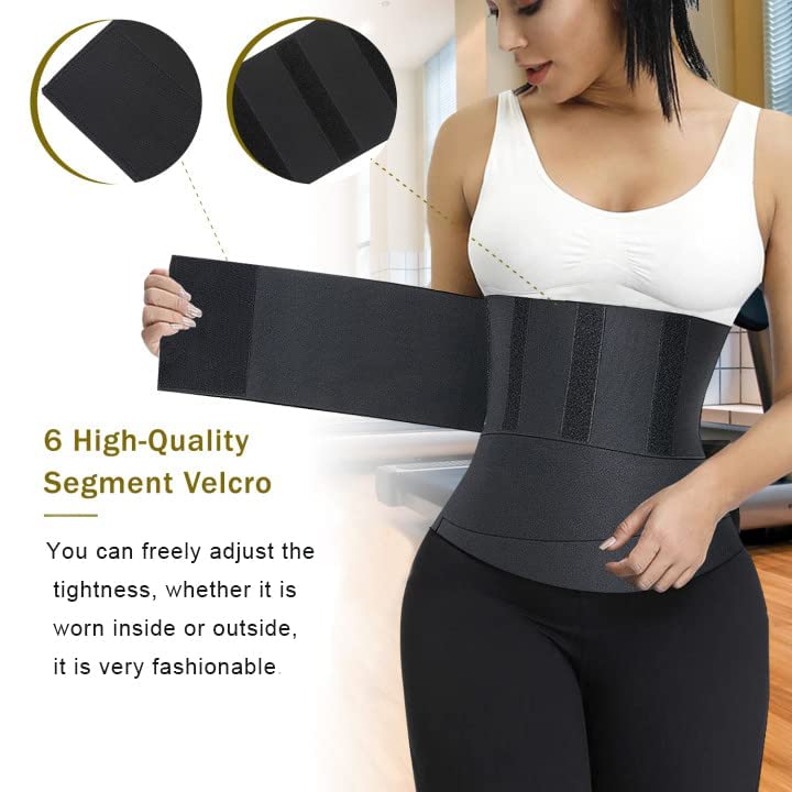 RIVASPSM Snatch Me Up Bandage Wrap Waist Trainer For Women Lower Belly Fat Waist Wraps For Stomach Wraps Plus Size 13.1ft Black